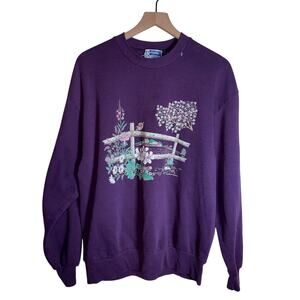 VINTAGE ENDLESS DESIGNS 1996 Cottagecore Farmhouse Screen Crewneck Sweatshirt L